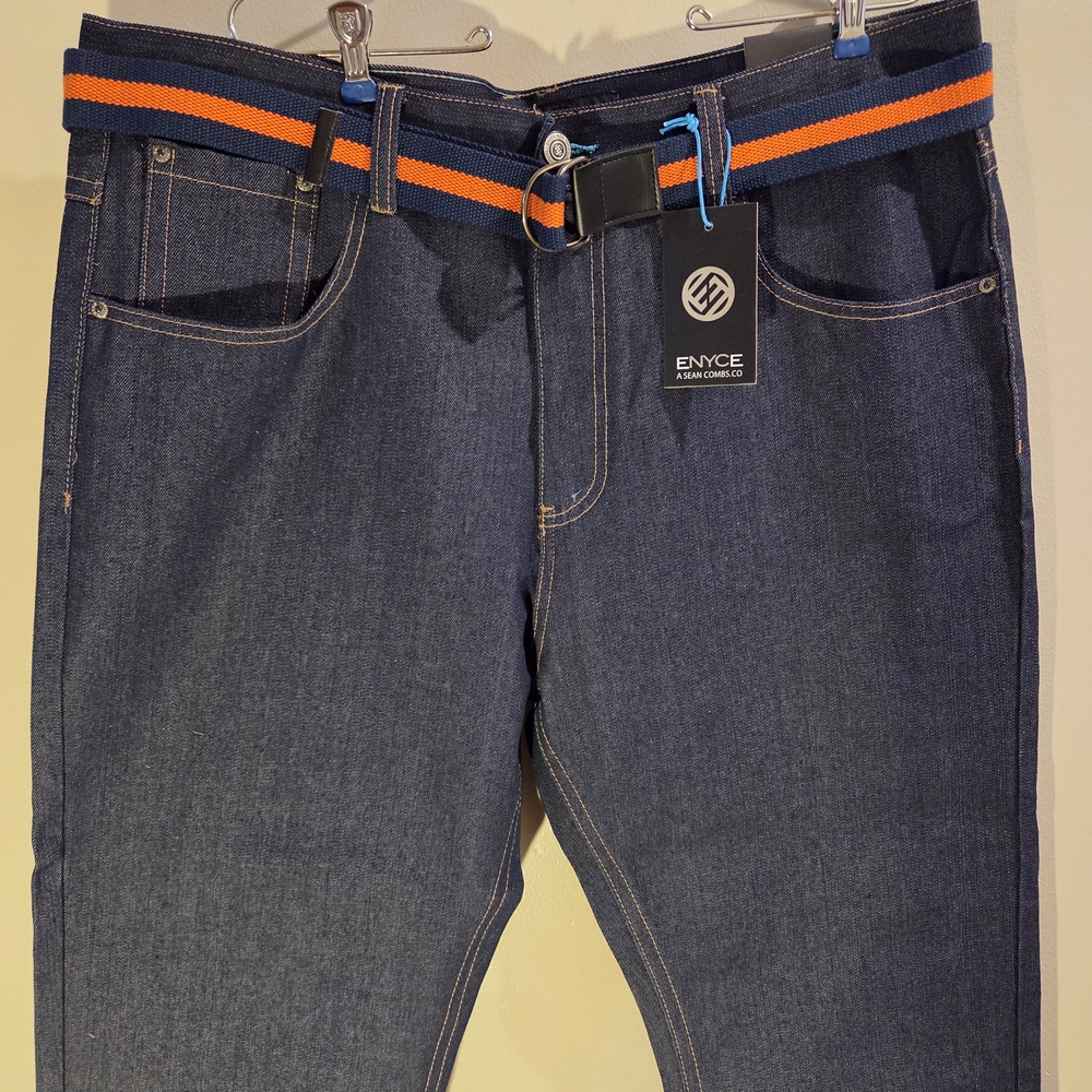 Enyce Men's Denim Jeans with Striped Belt